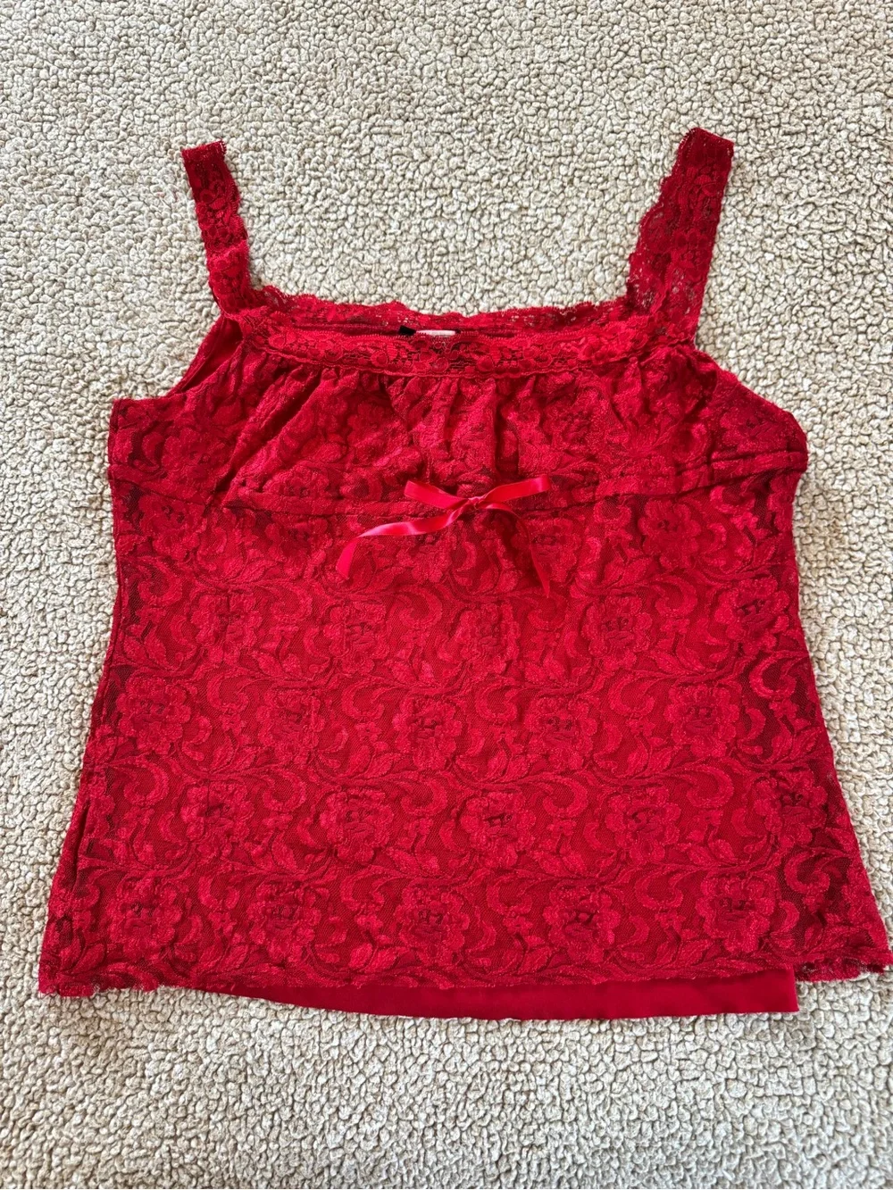 Anxiety Red Lace Camisole Babydoll Top Size Large